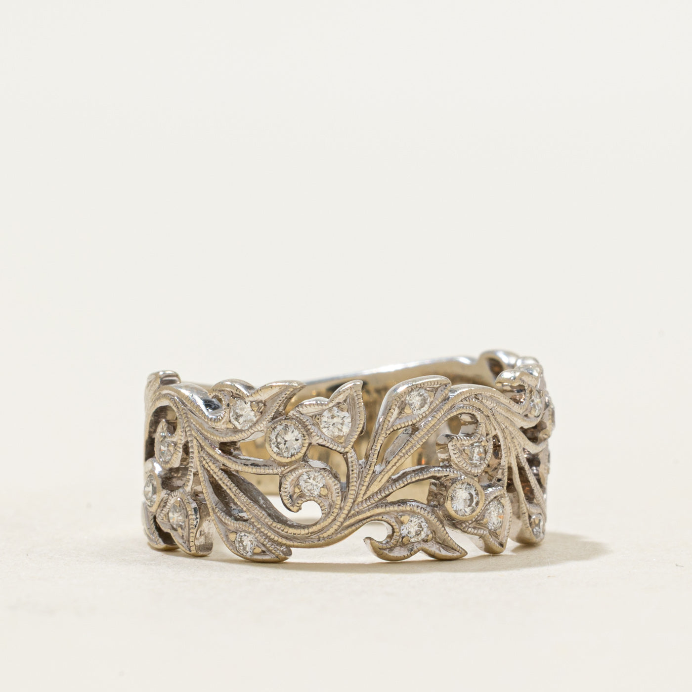 Diamond Floral Scrollwork Ring | 0.16ctw | SZ 4.25