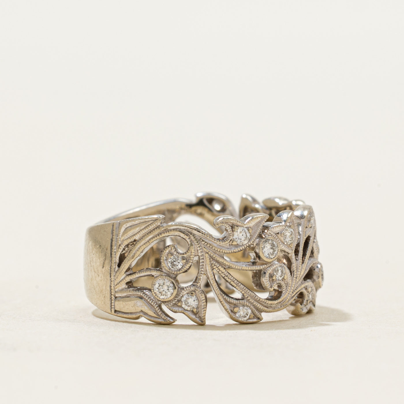 Diamond Floral Scrollwork Ring | 0.16ctw | SZ 4.25