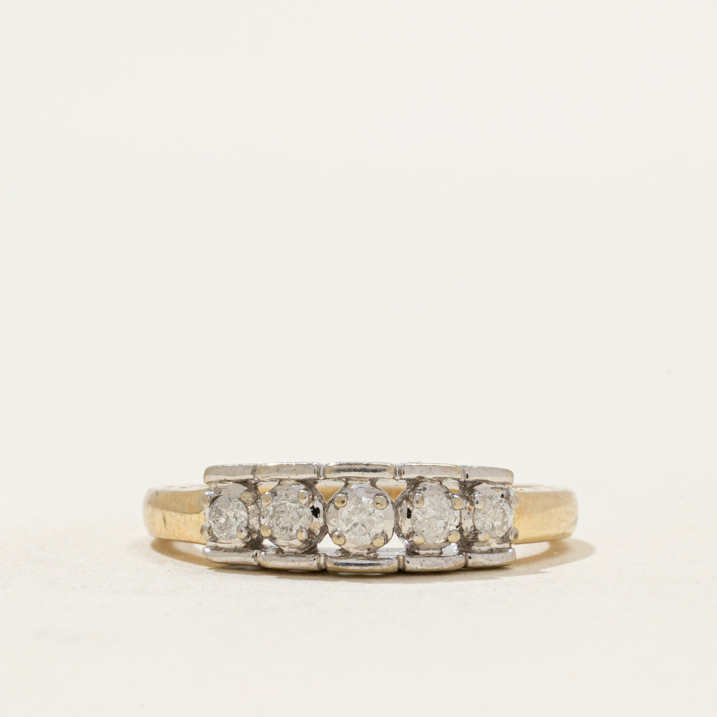 Two Tone Five Stone Diamond Ring | 0.16ctw | SZ 7.25