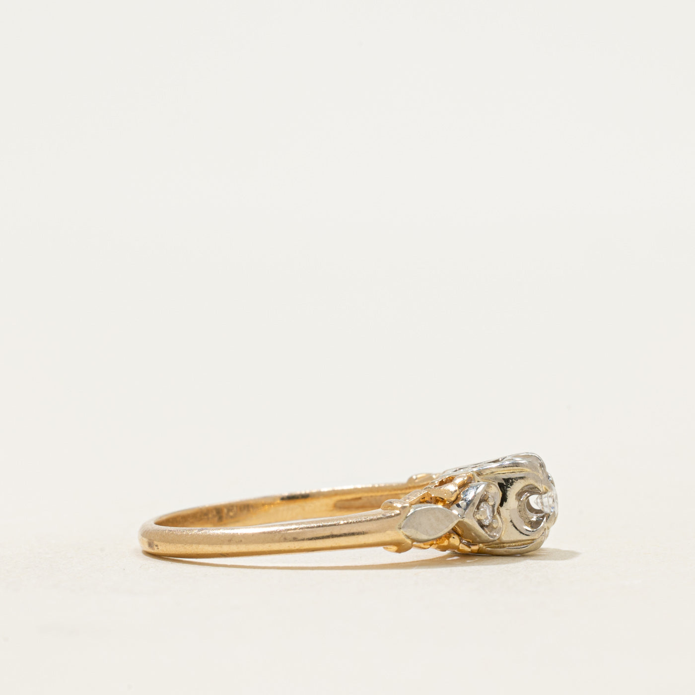 Two Tone Illusion Set Diamond Heart Ring | 0.06ctw | SZ 6.25