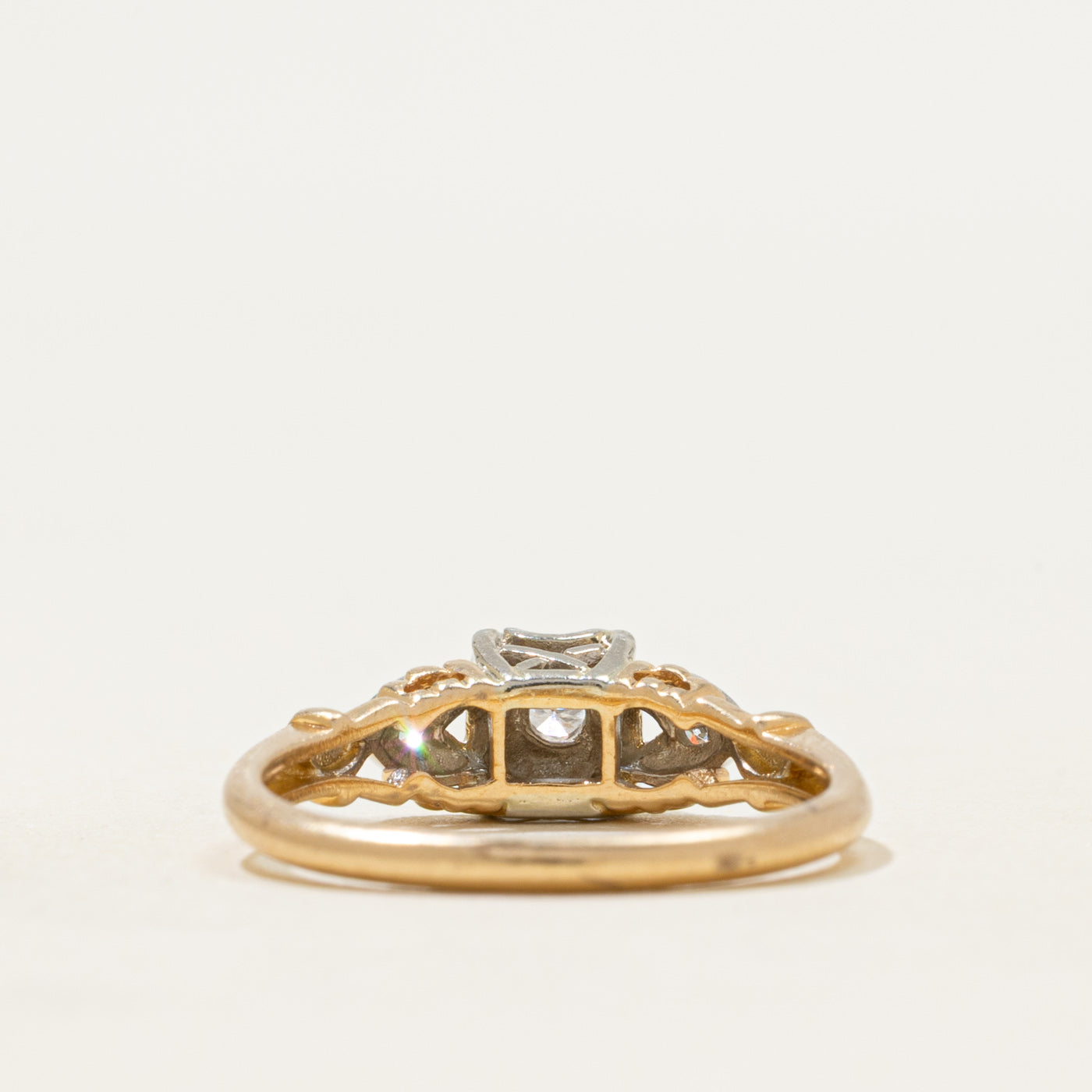 Two Tone Illusion Set Diamond Heart Ring | 0.06ctw | SZ 6.25