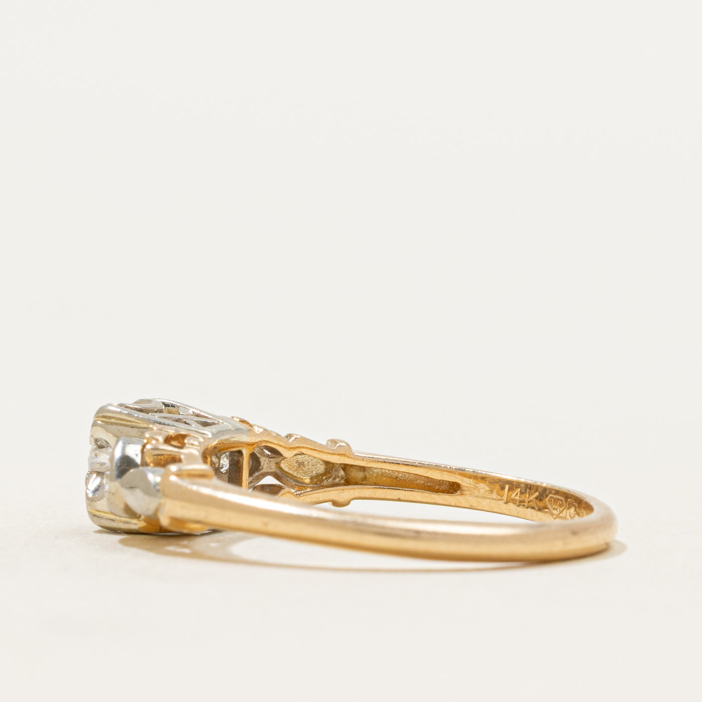 Two Tone Illusion Set Diamond Heart Ring | 0.06ctw | SZ 6.25