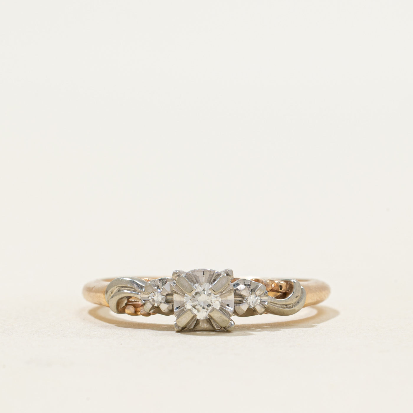 Two Tone Illusion Set Diamond Ring | 0.11ctw | SZ 7.5