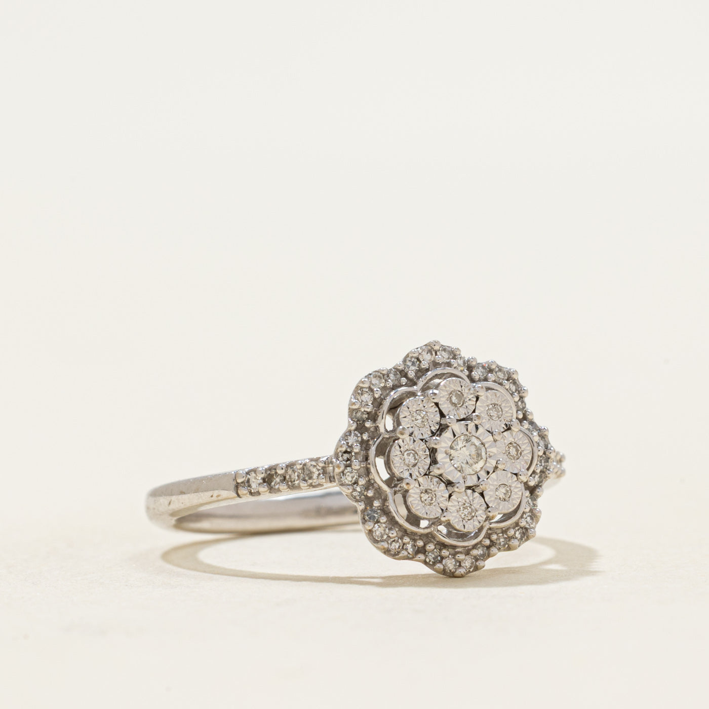 Illusion Set Diamond Cocktail Ring | 0.16ctw | SZ 6.5