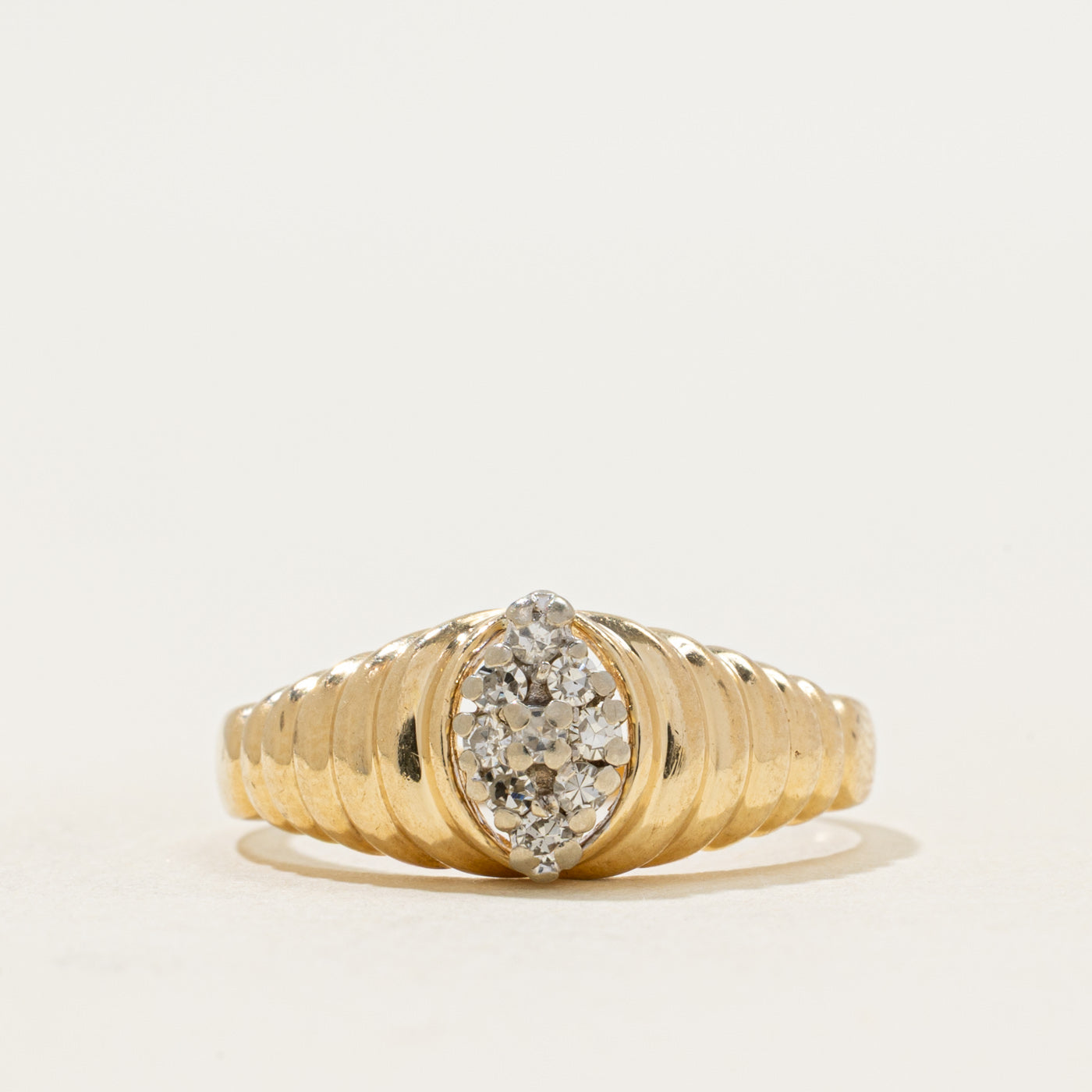 Pave Set Diamond Cluster Fluted Ring | 0.13ctw | SZ 8.25