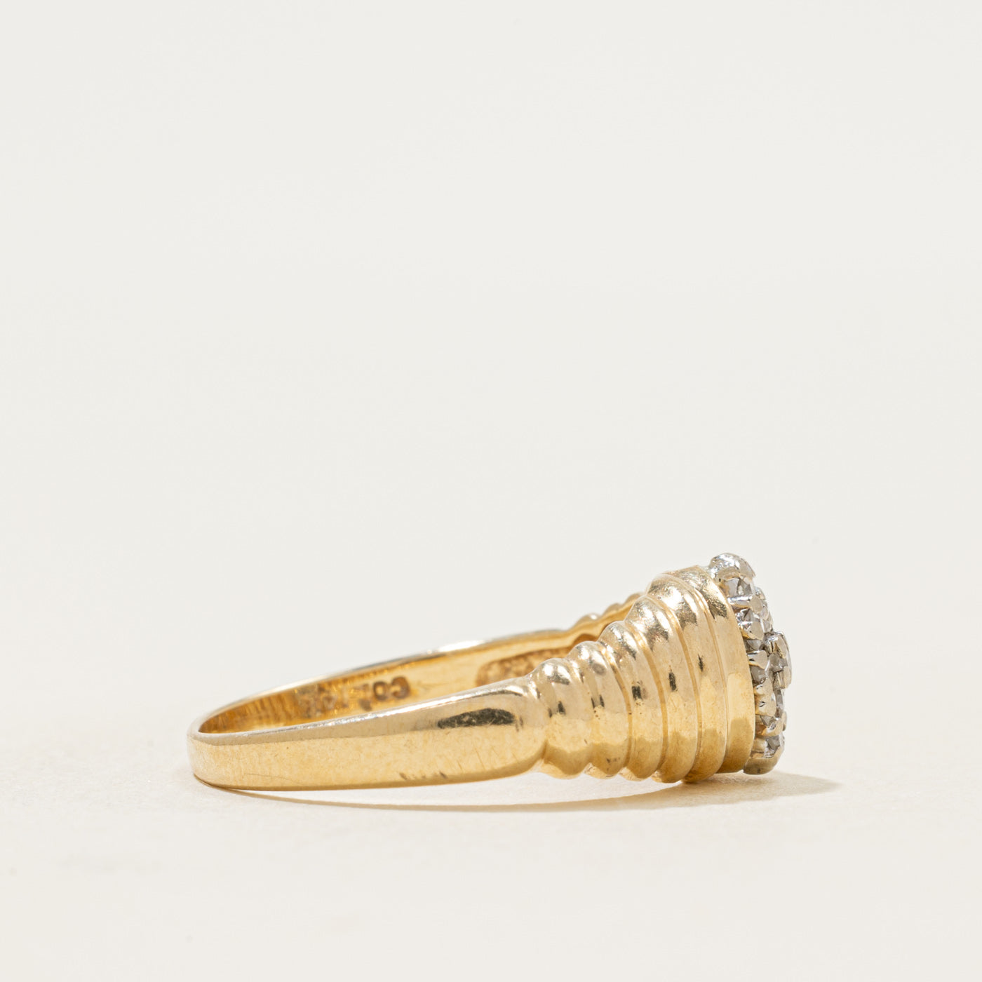 Pave Set Diamond Cluster Fluted Ring | 0.13ctw | SZ 8.25