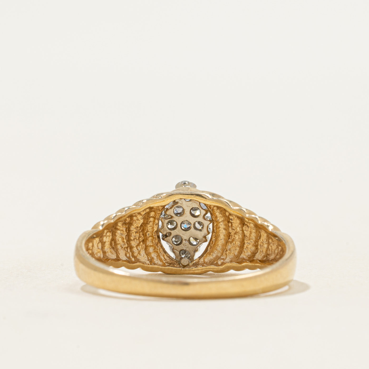 Pave Set Diamond Cluster Fluted Ring | 0.13ctw | SZ 8.25