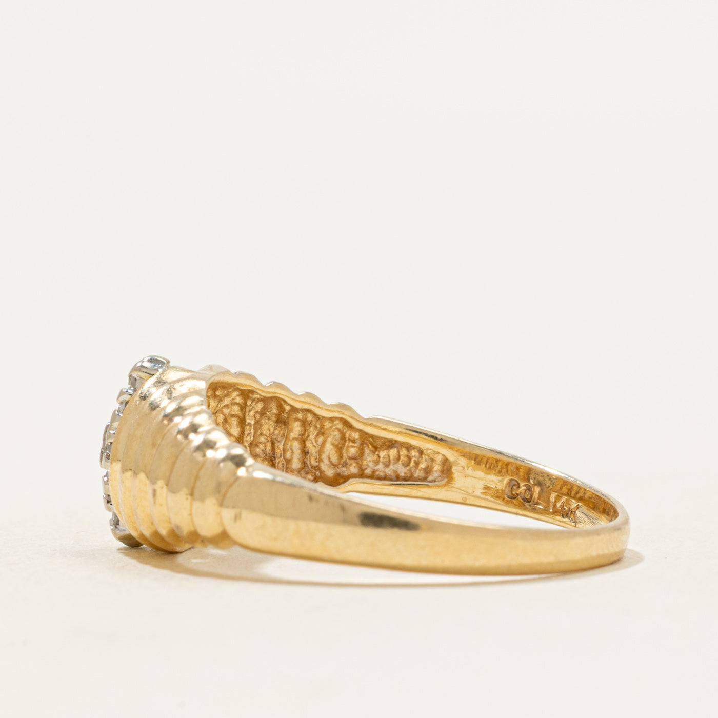 Pave Set Diamond Cluster Fluted Ring | 0.13ctw | SZ 8.25