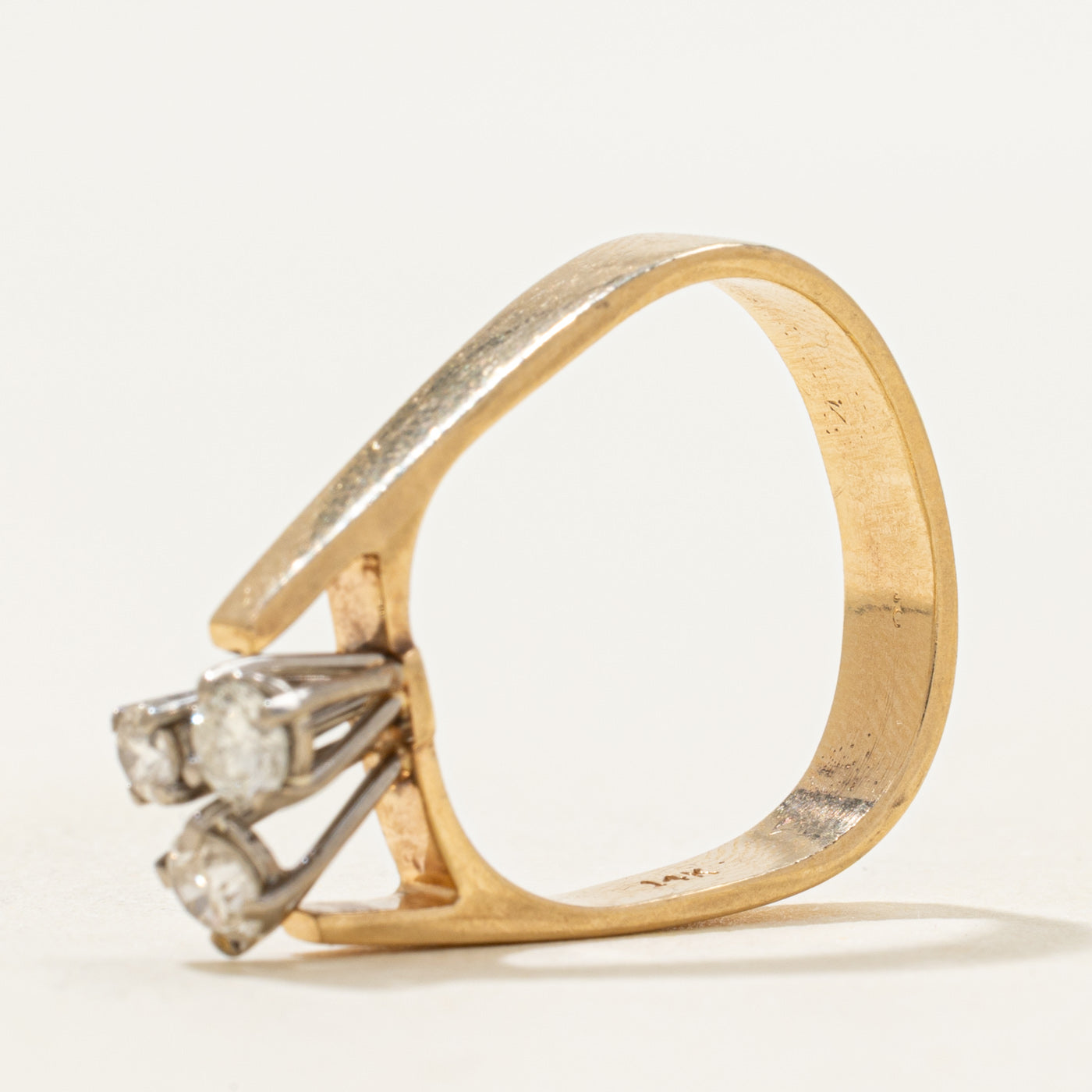 Three Stone Diamond Cathedral Ring | 0.33ctw | SZ 5
