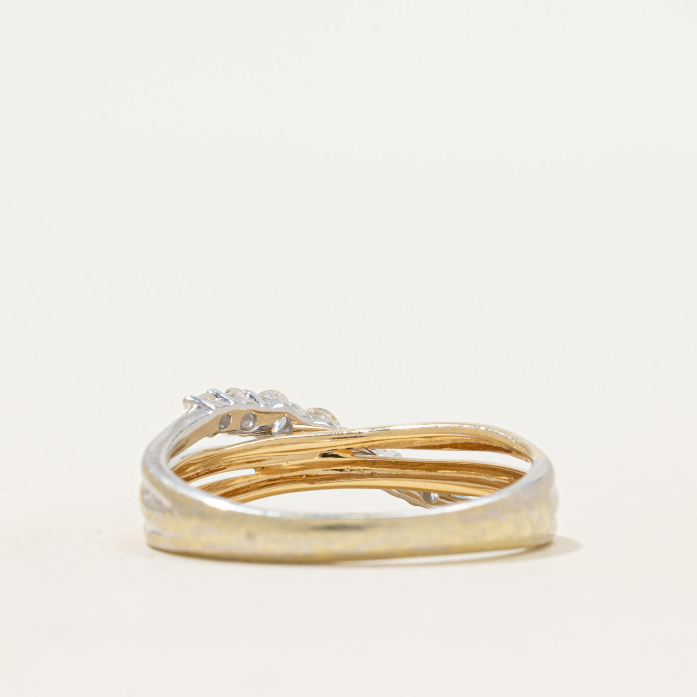 Two Tone Diamond Cross Over Ring | 0.32ctw | SZ 7