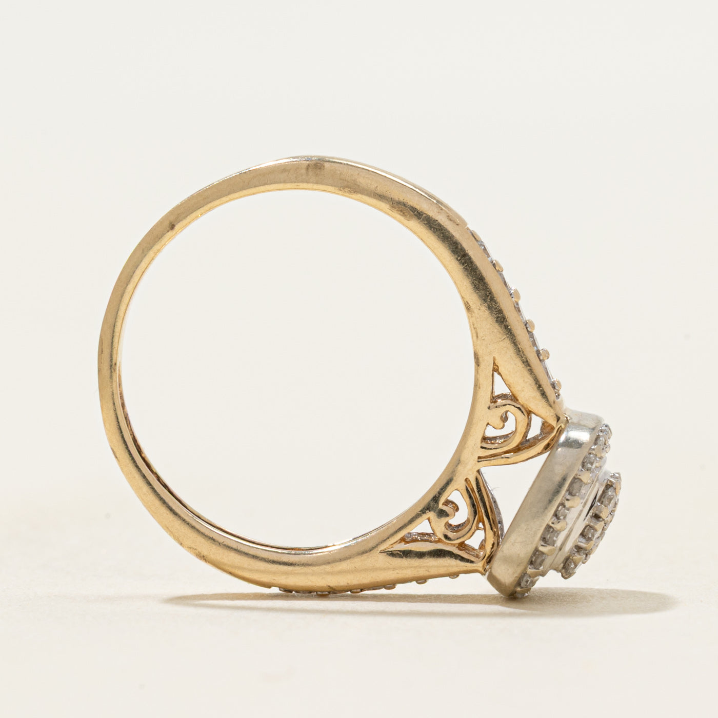 Diamond Halo Grid Cathedral Ring | 0.26ctw | SZ 4