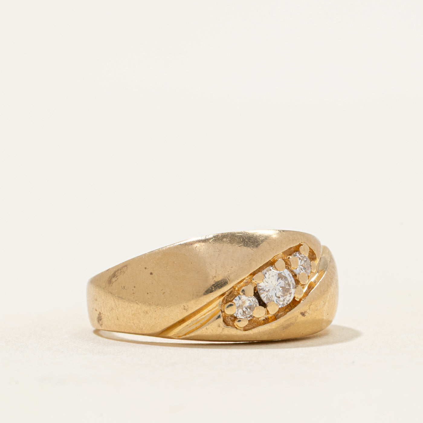 Diagonal Diamond Dome Ring | 0.22ctw | SZ 6.5
