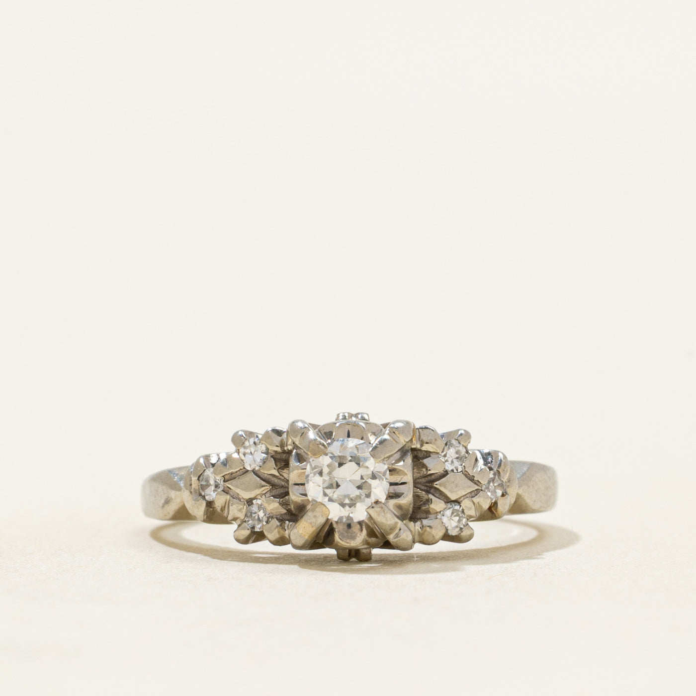 Illusion Set Diamond Textured Ring | 0.25ctw | SZ 4.75