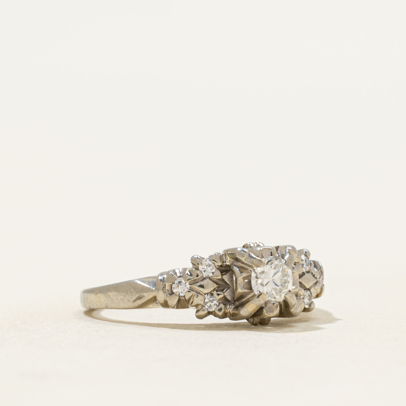 Illusion Set Diamond Textured Ring | 0.25ctw | SZ 4.75