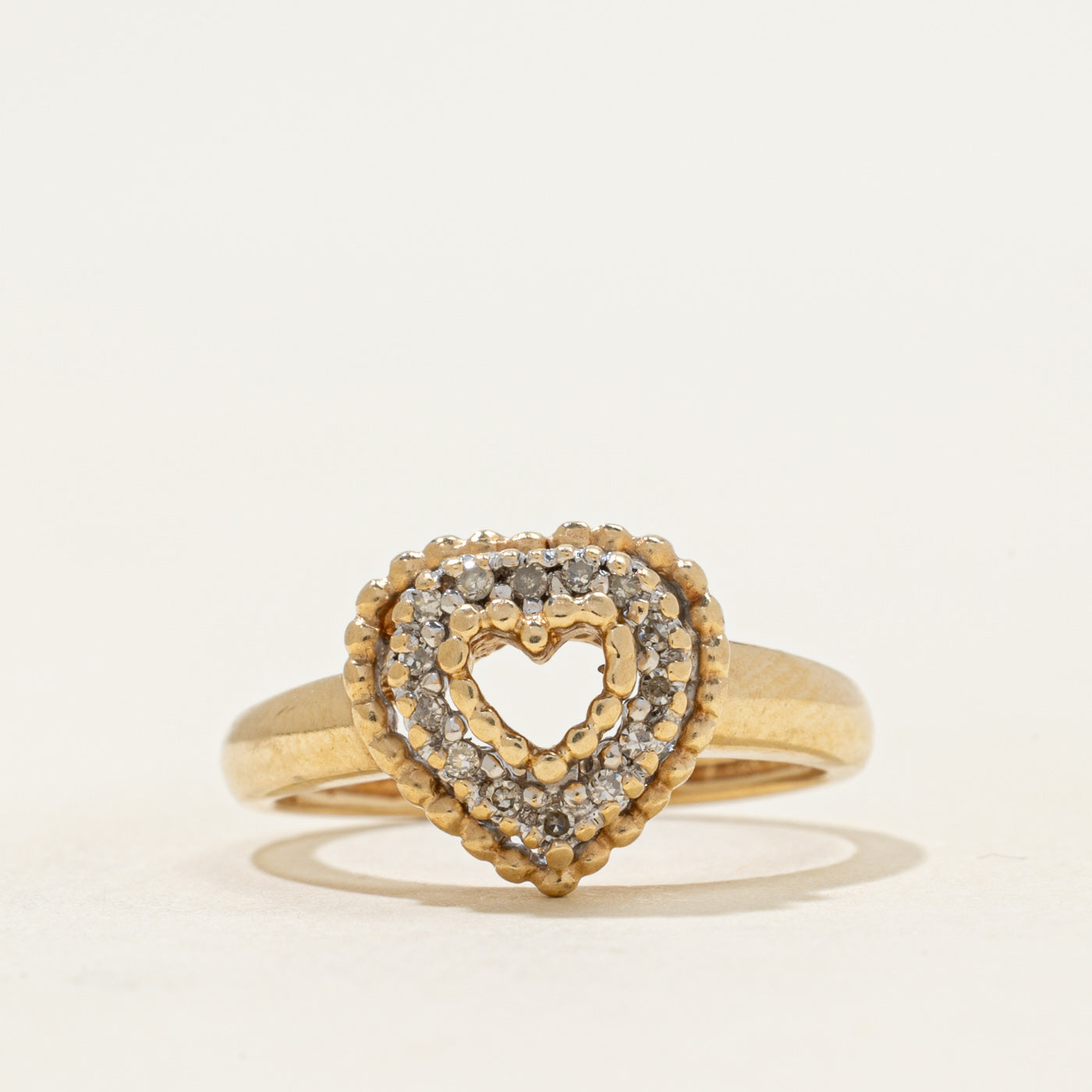 Pave Set Diamond Heart Ring | 0.10ctw | SZ 7.25