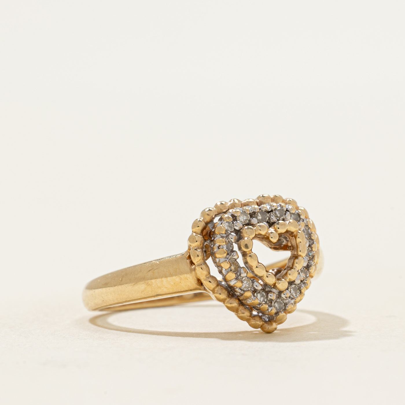 Pave Set Diamond Heart Ring | 0.10ctw | SZ 7.25