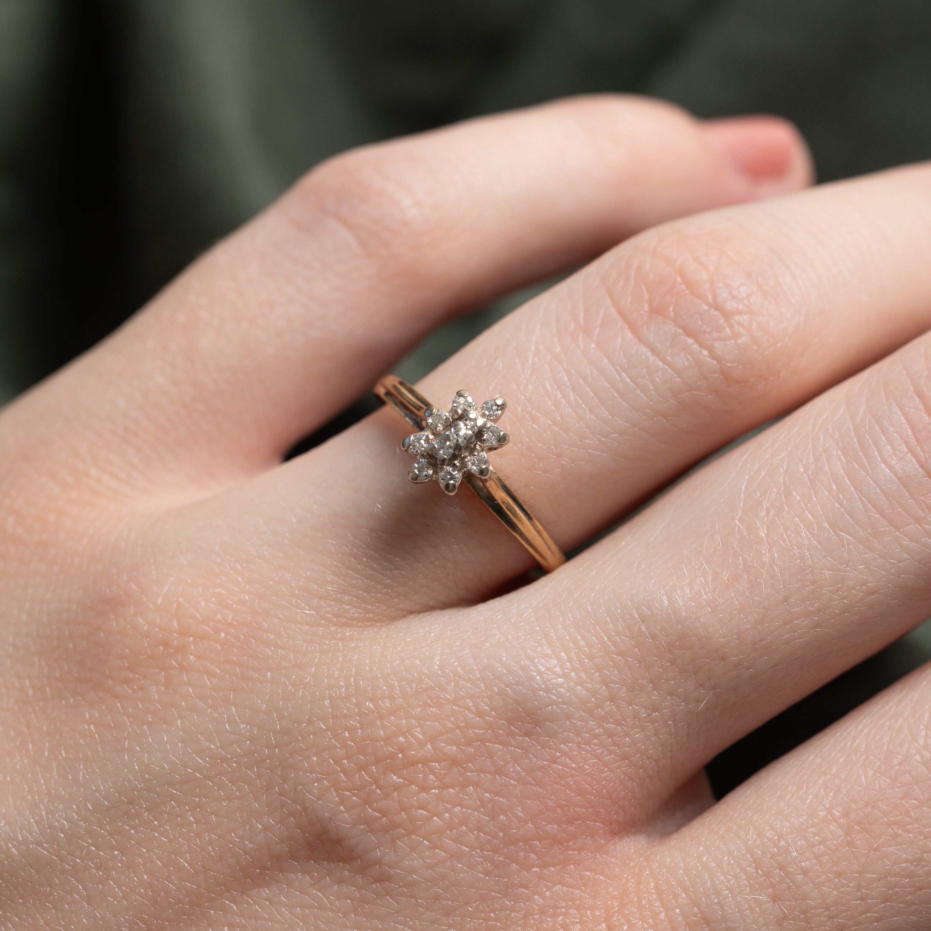 Diamond Cluster Grooved Petal Ring | 0.11ctw | SZ 6