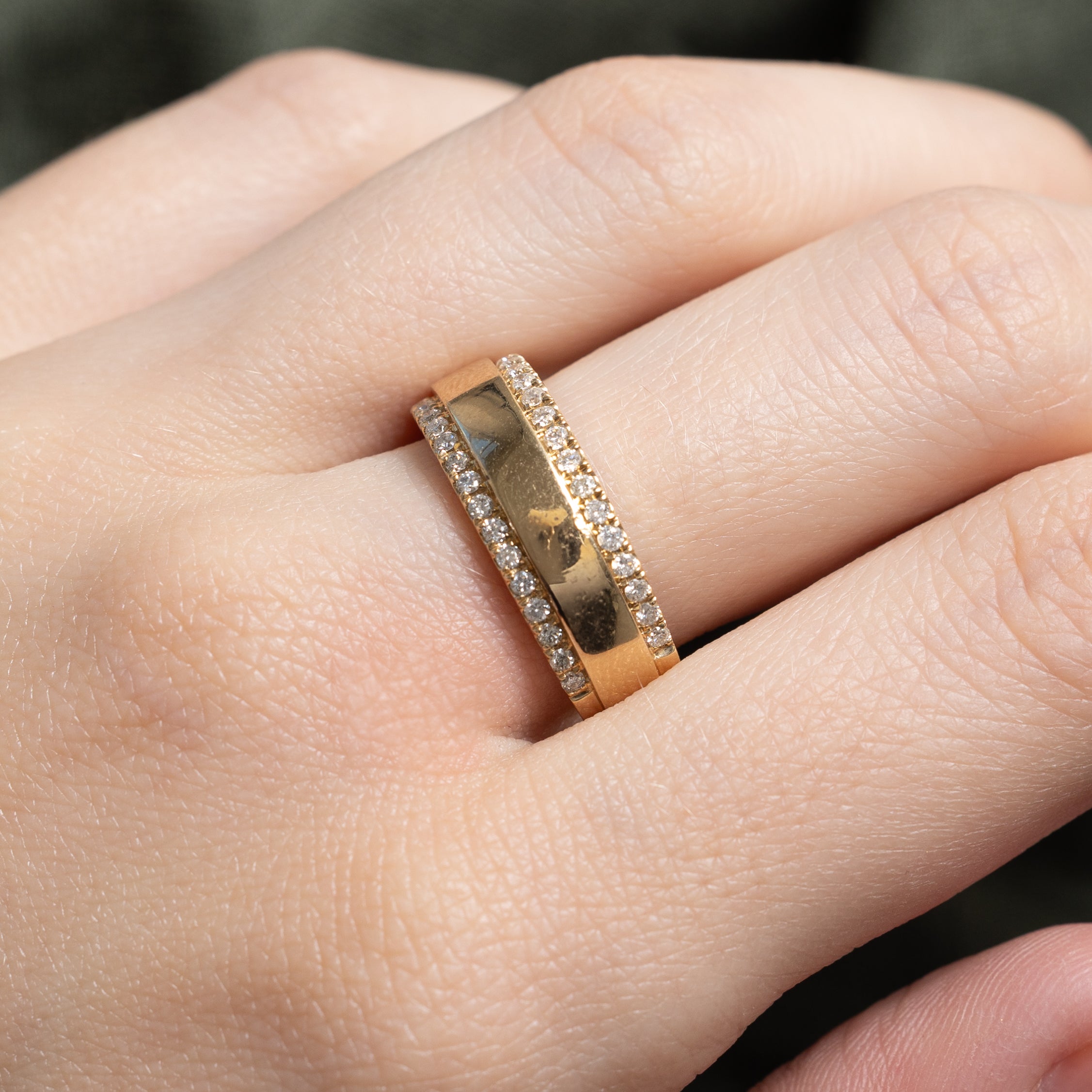 Bague double rangée de diamants | 0,37 ct au total | Taille 8,5