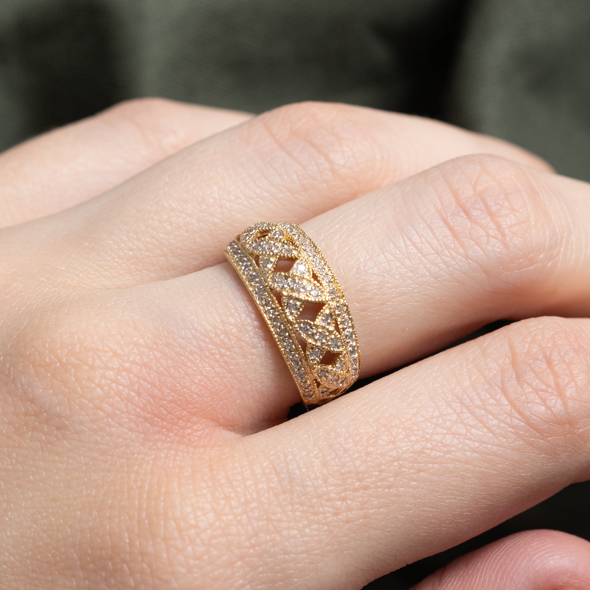 Pave Set Diamond X Dome Ring | 0.19ctw | SZ 6.25