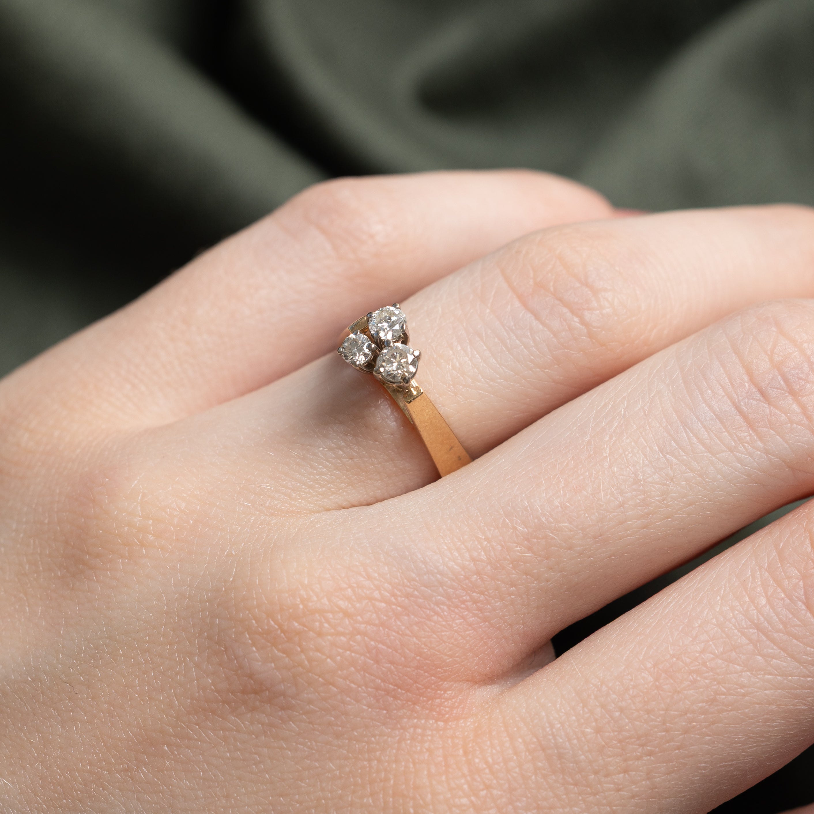 Three Stone Diamond Cathedral Ring | 0.33ctw | SZ 5
