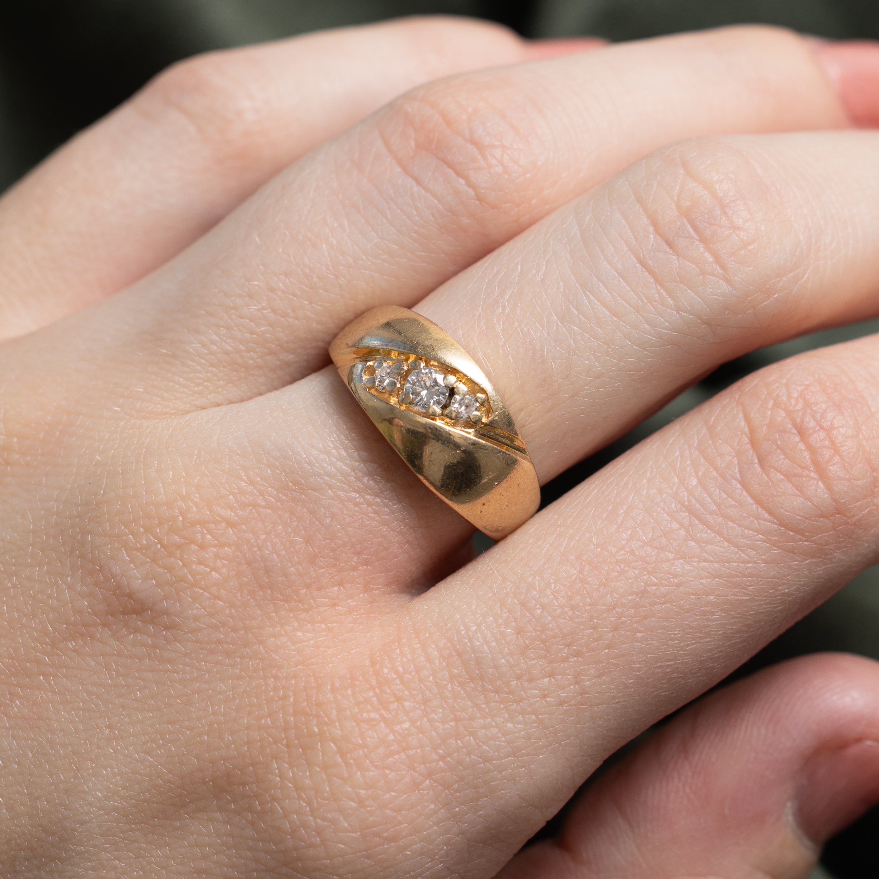 Diagonal Diamond Dome Ring | 0.22ctw | SZ 6.5