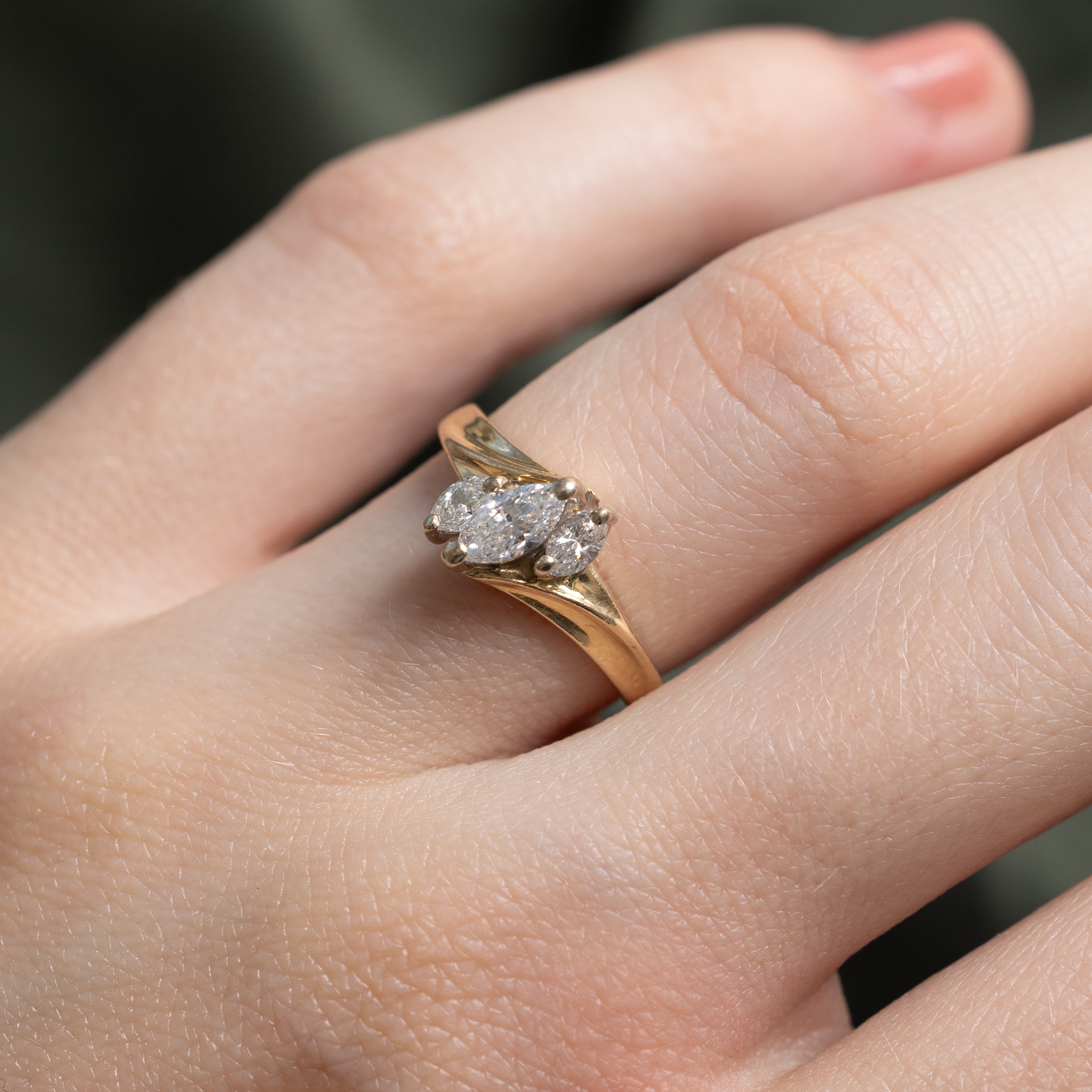 Three Stone Marquise Cut Diamond Ring | 0.51ct | SZ 4.75