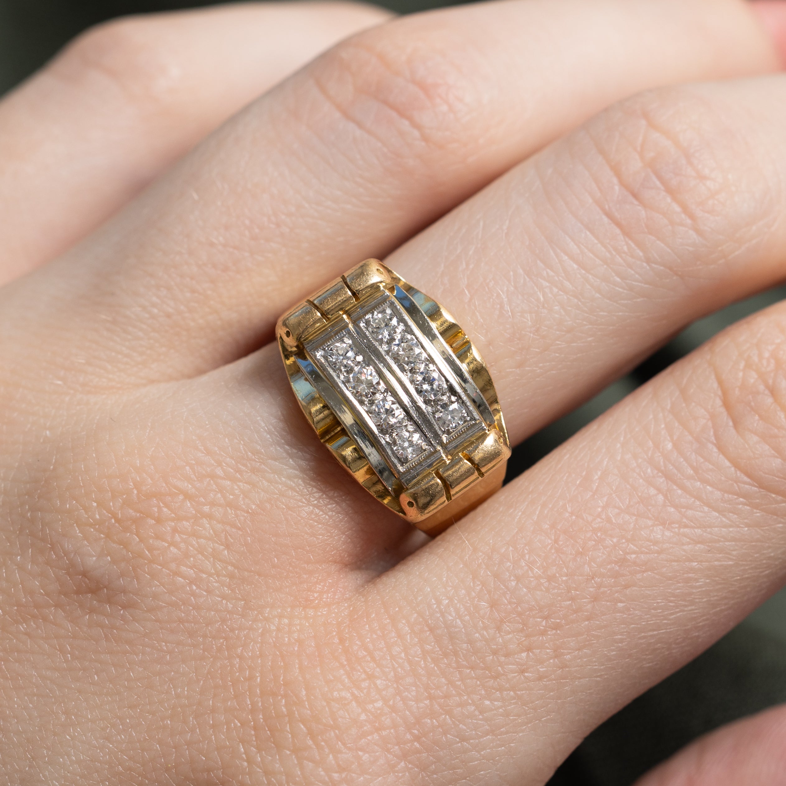 18k Diamond Grid Statement Ring | 0.28ctw | SZ 9.25