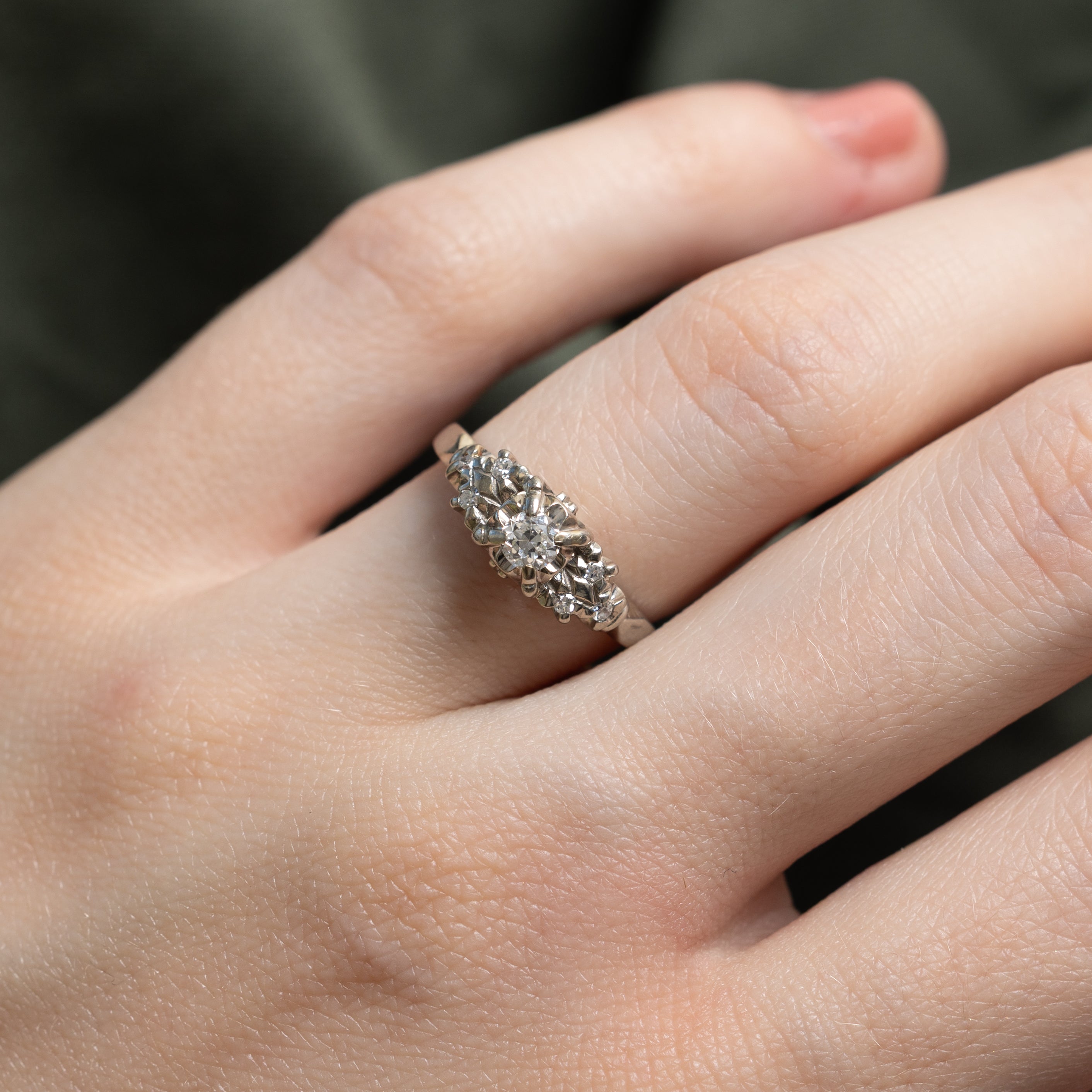 Illusion Set Diamond Textured Ring | 0.25ctw | SZ 4.75