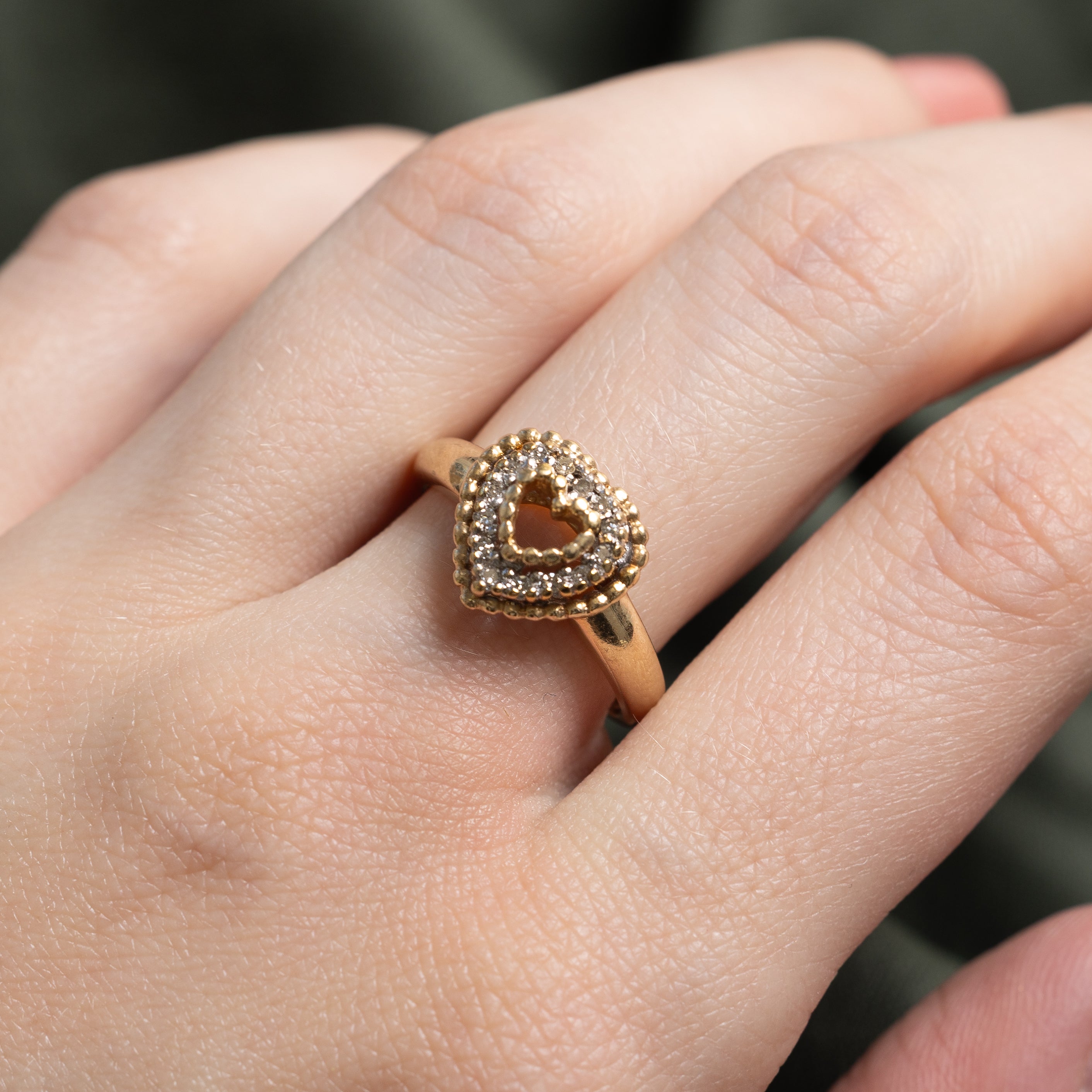 Pave Set Diamond Heart Ring | 0.10ctw | SZ 7.25