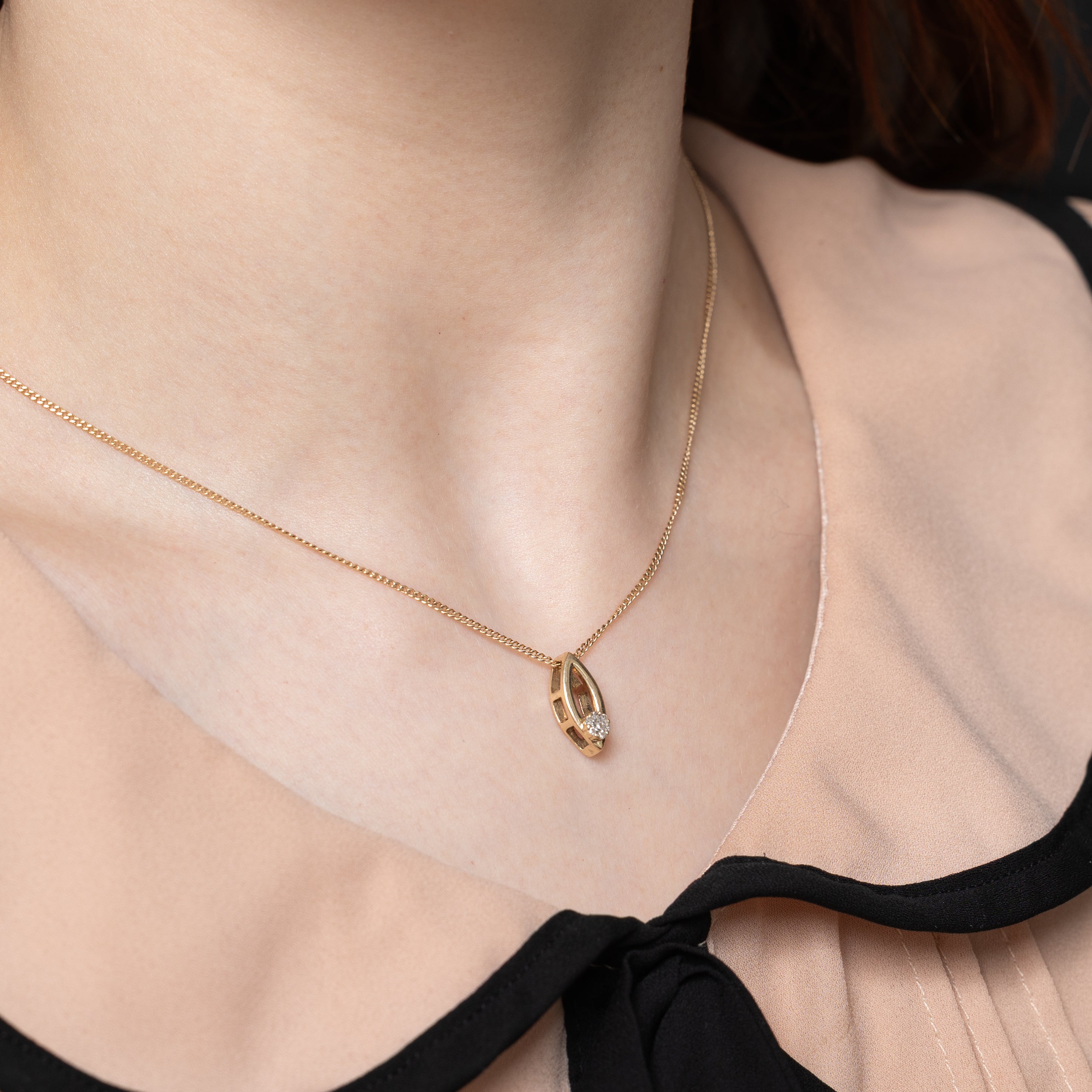Diamond Cluster Marquise Shaped Pendant | 0.05ctw