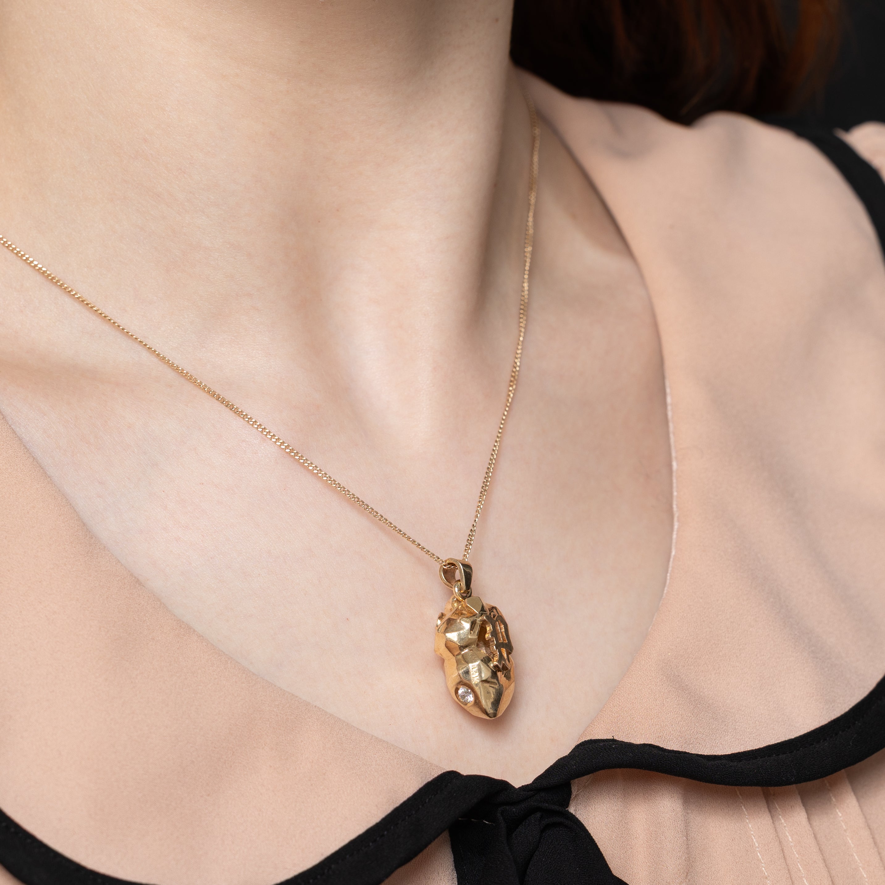 Diamond Anatomical Heart & "P" Initial Pendant | 0.14ct