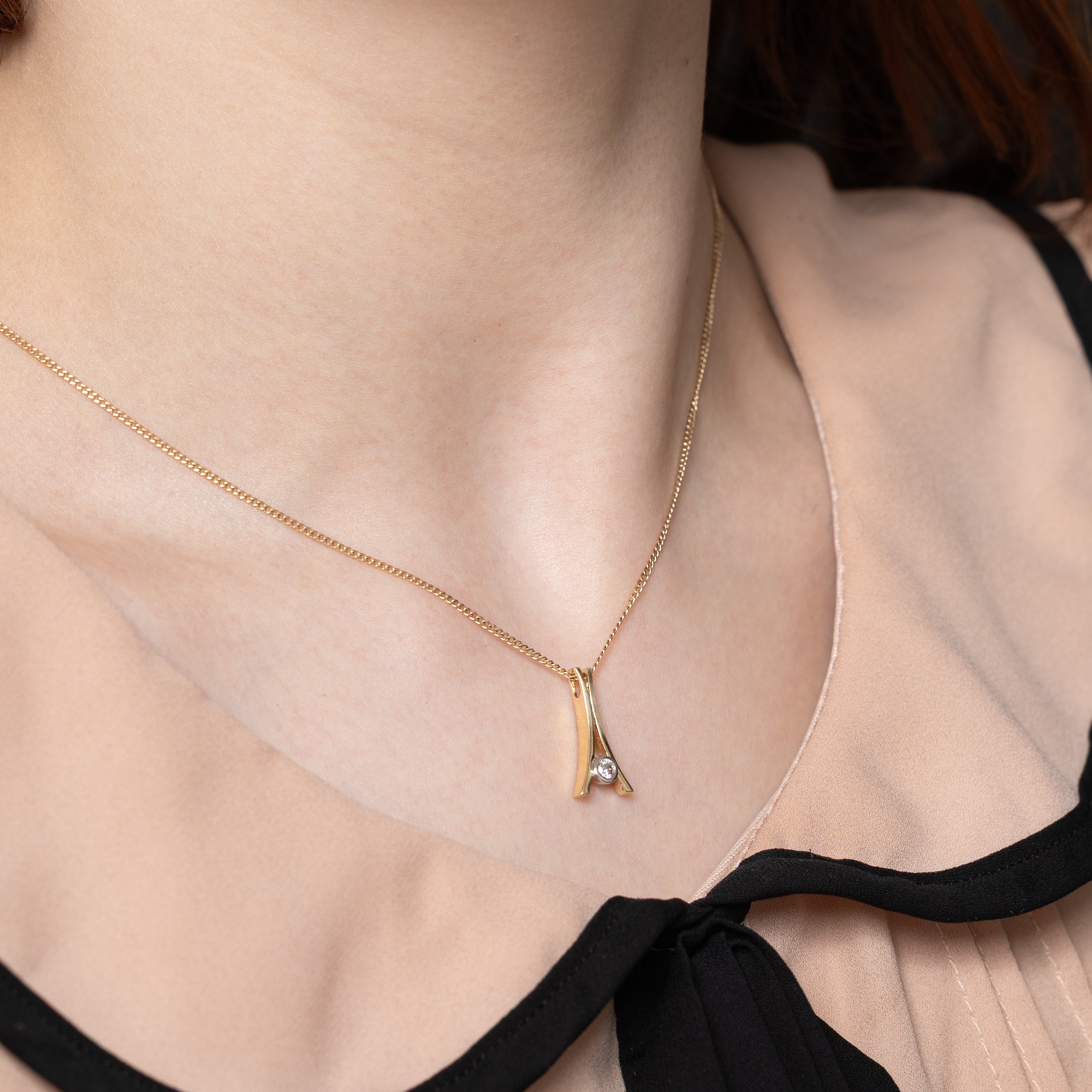 Bezel Set Diamond Drop Pendant | 0.09ct