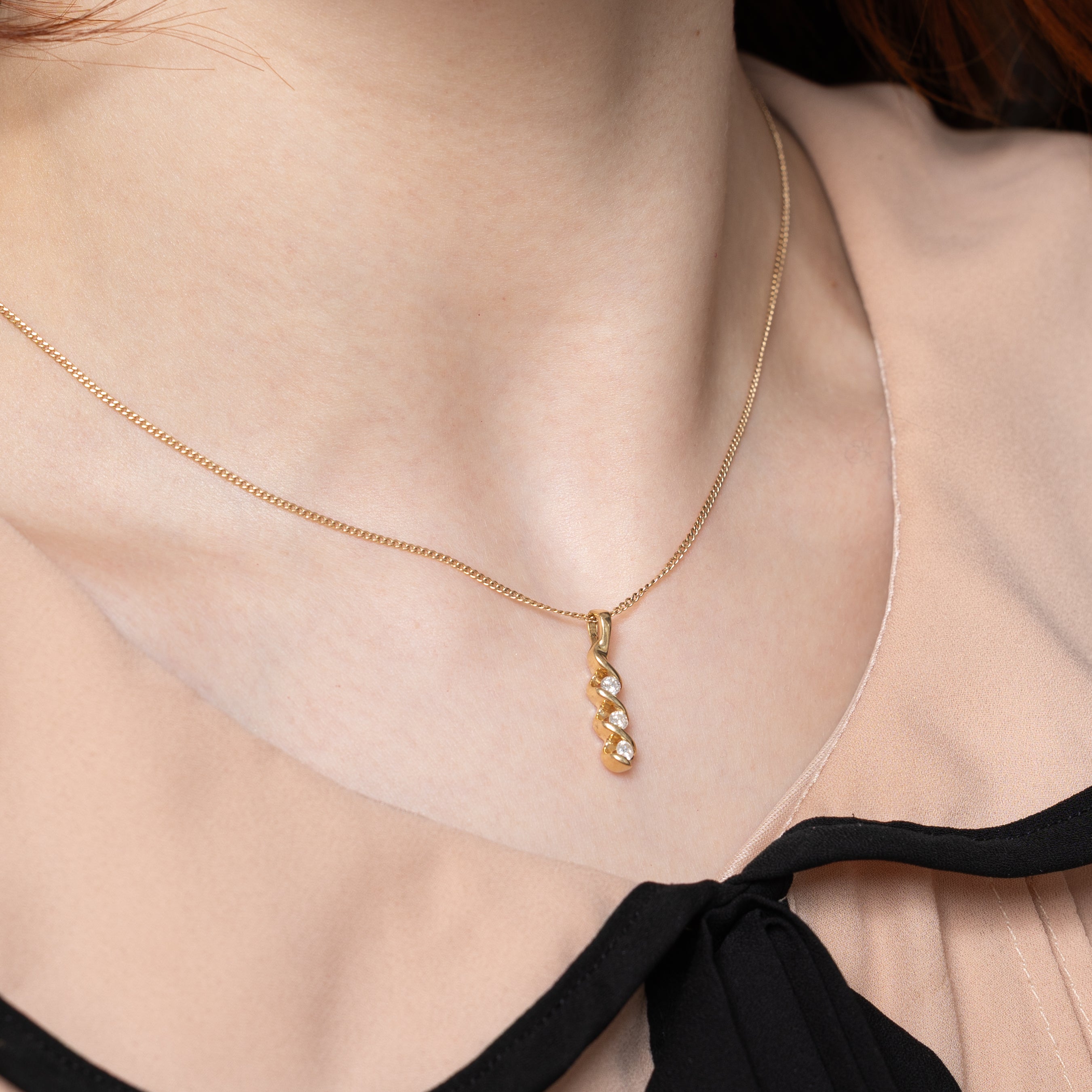 Three Stone Diamond Drop Pendant | 0.23ctw