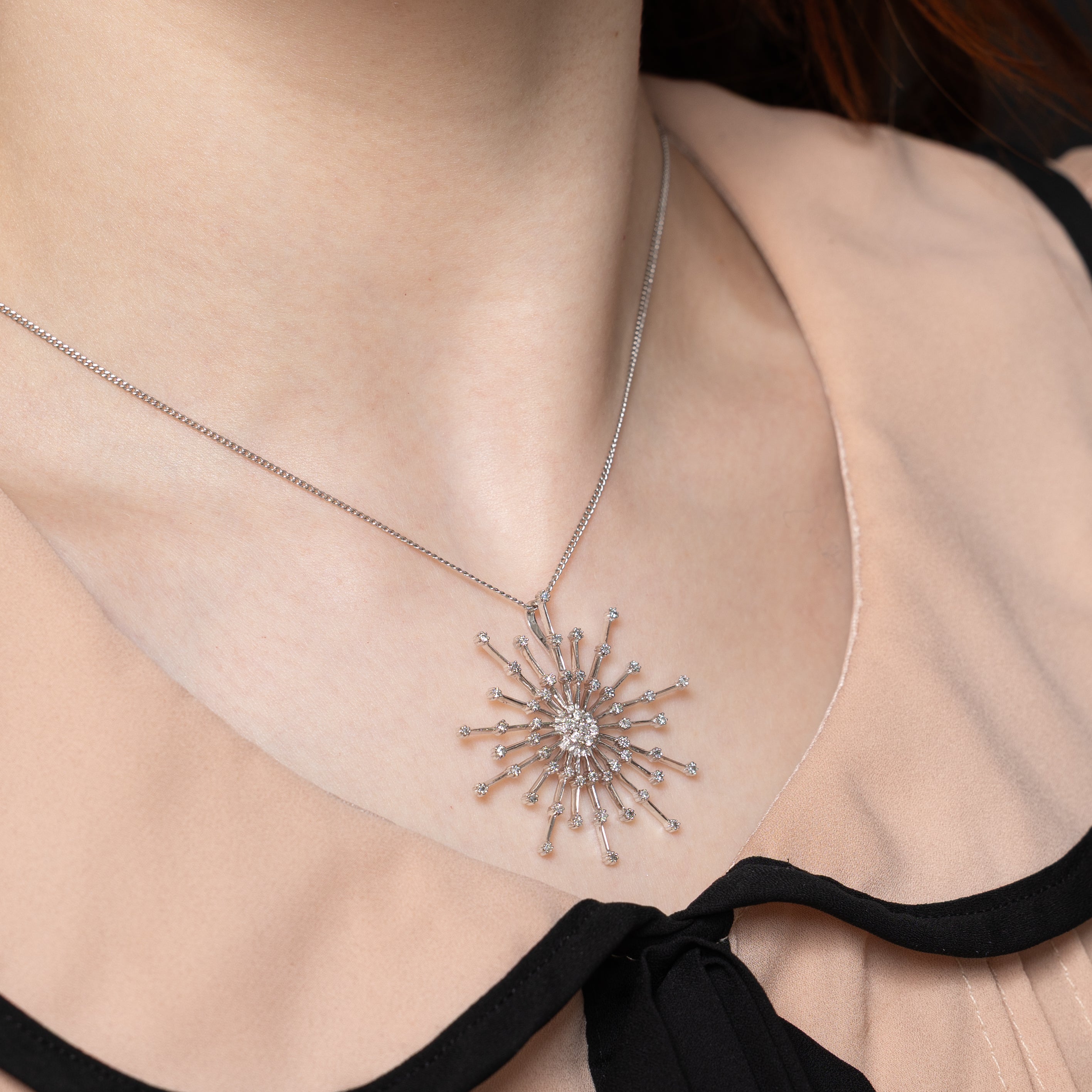 Large Diamond Sun Burst Pendant | 0.60ctw