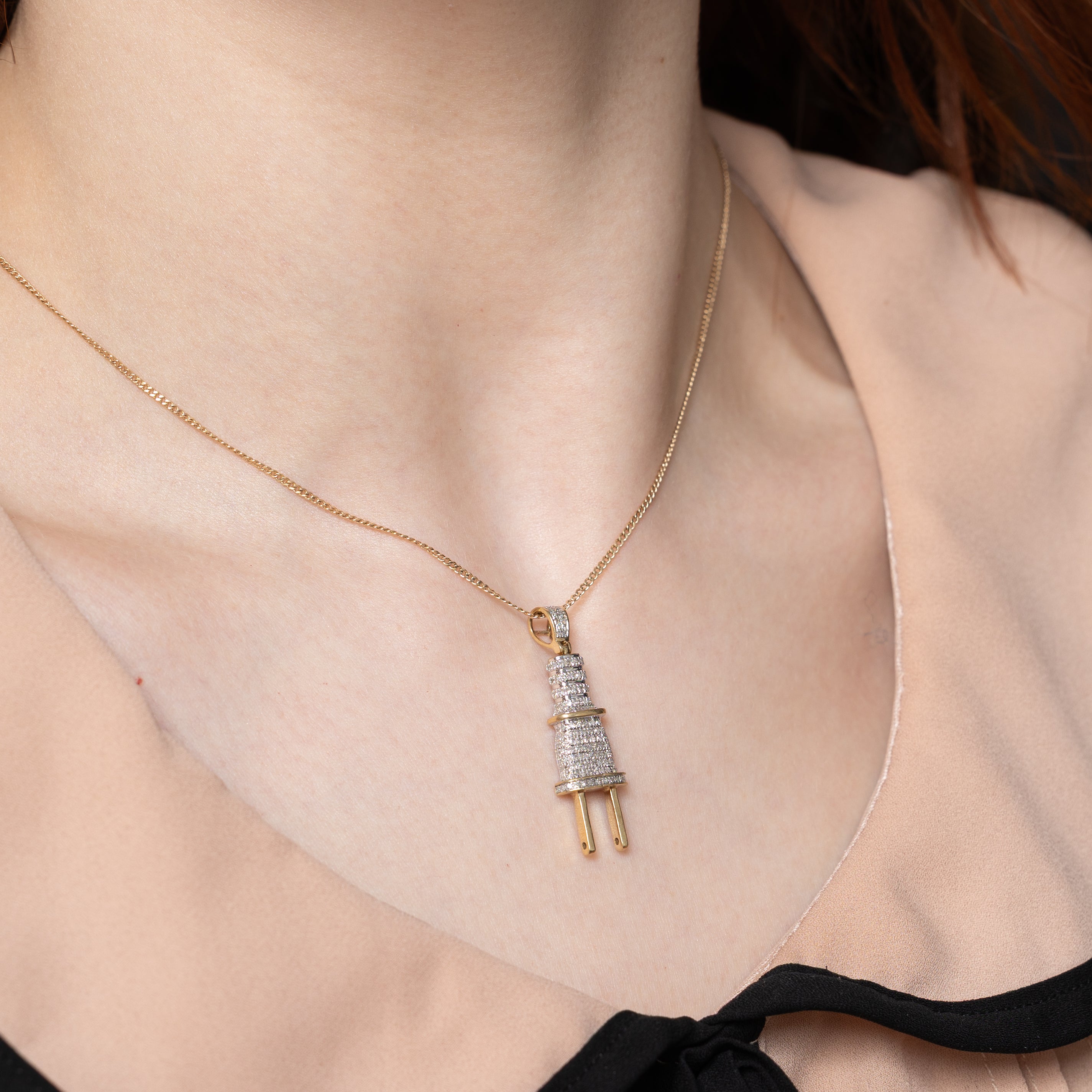 Diamond Electric Plug Pendant | 0.30ctw