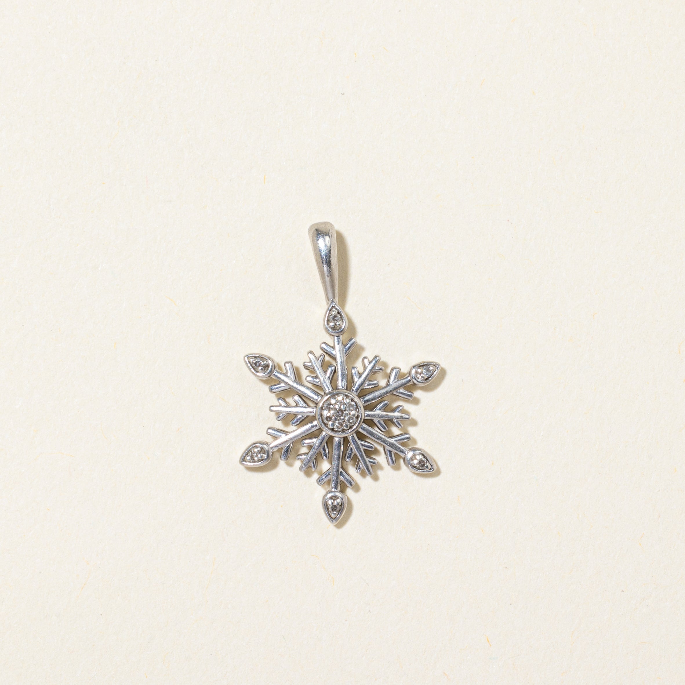 Sterling Silver Diamond Snowflake Pendant | 0.04ctw