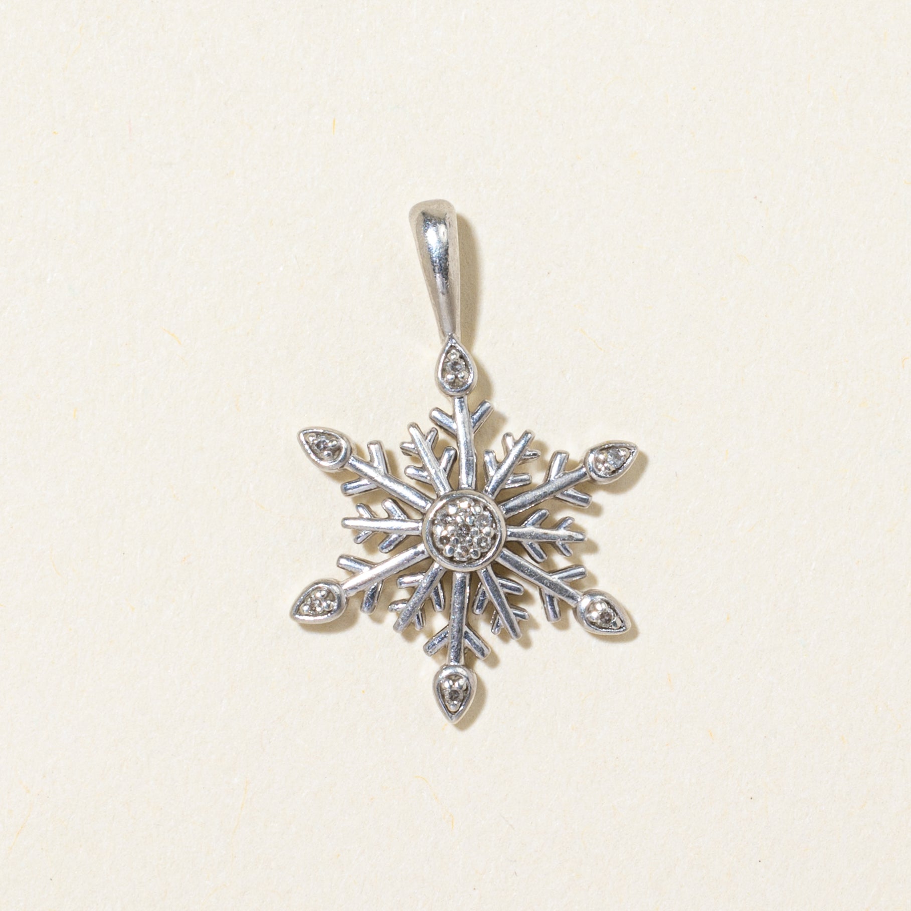 Sterling Silver Diamond Snowflake Pendant | 0.04ctw
