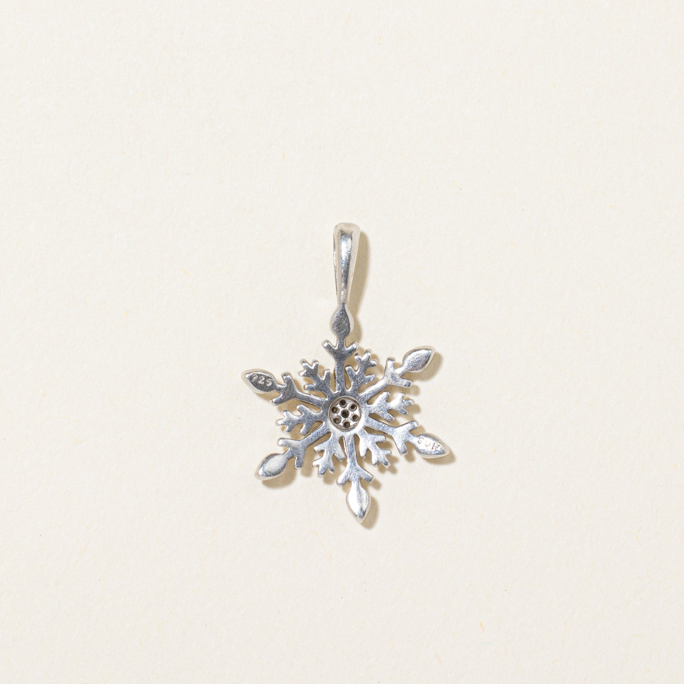 Sterling Silver Diamond Snowflake Pendant | 0.04ctw