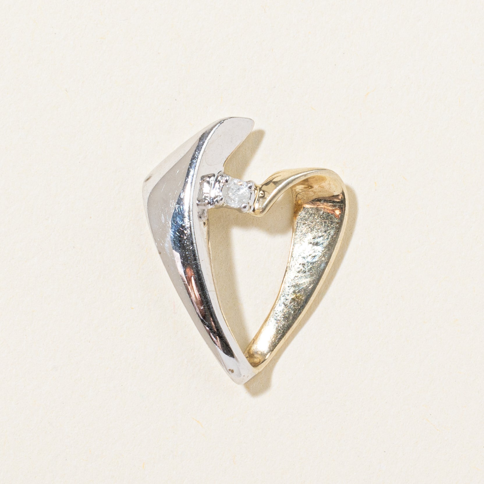 Two Tone Gold Diamond Abstract Pendant | 0.04ct