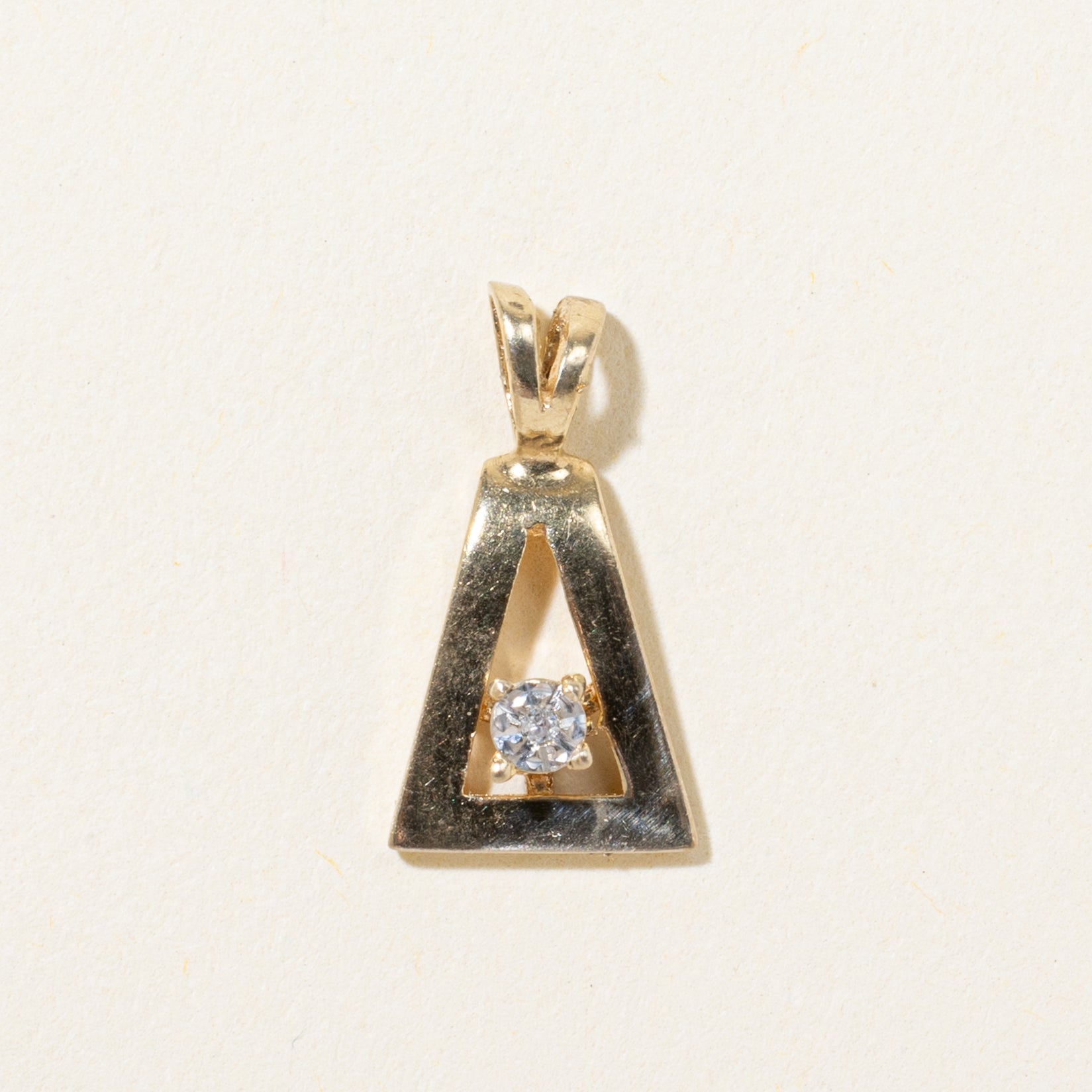 Single Diamond Triangle Pendant | 0.005ct