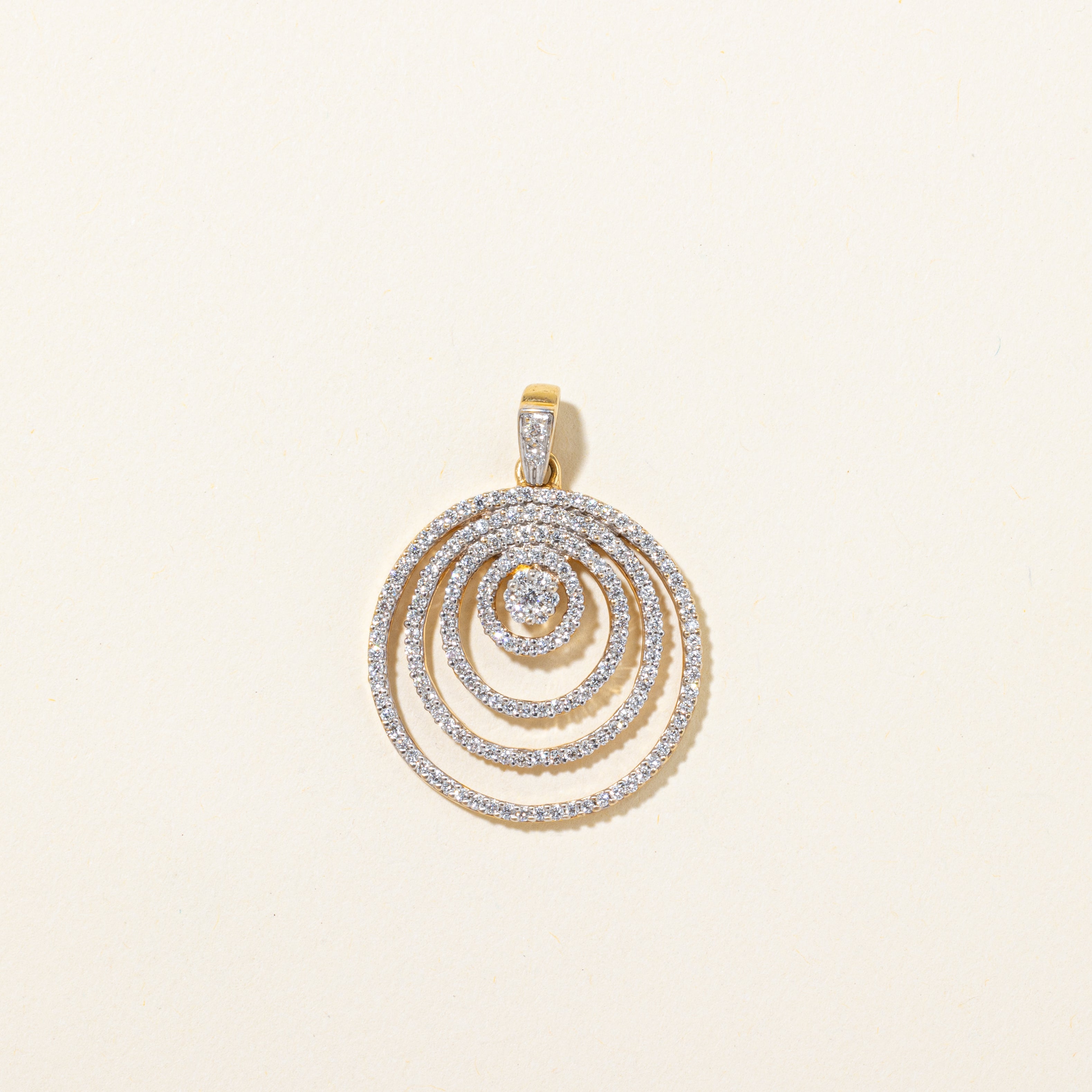 Multi Layred Diamond Circle Pendant | 0.81ctw