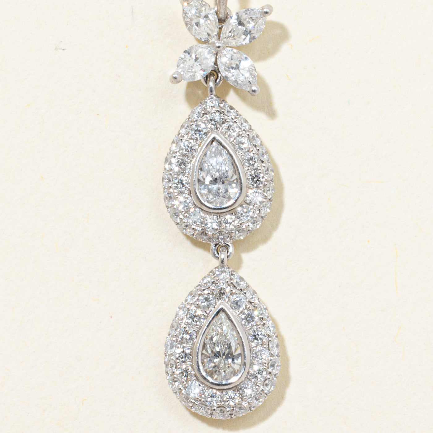 18k Diamond Floral & Pear Shaped Drop Pendant | 1.56ctw