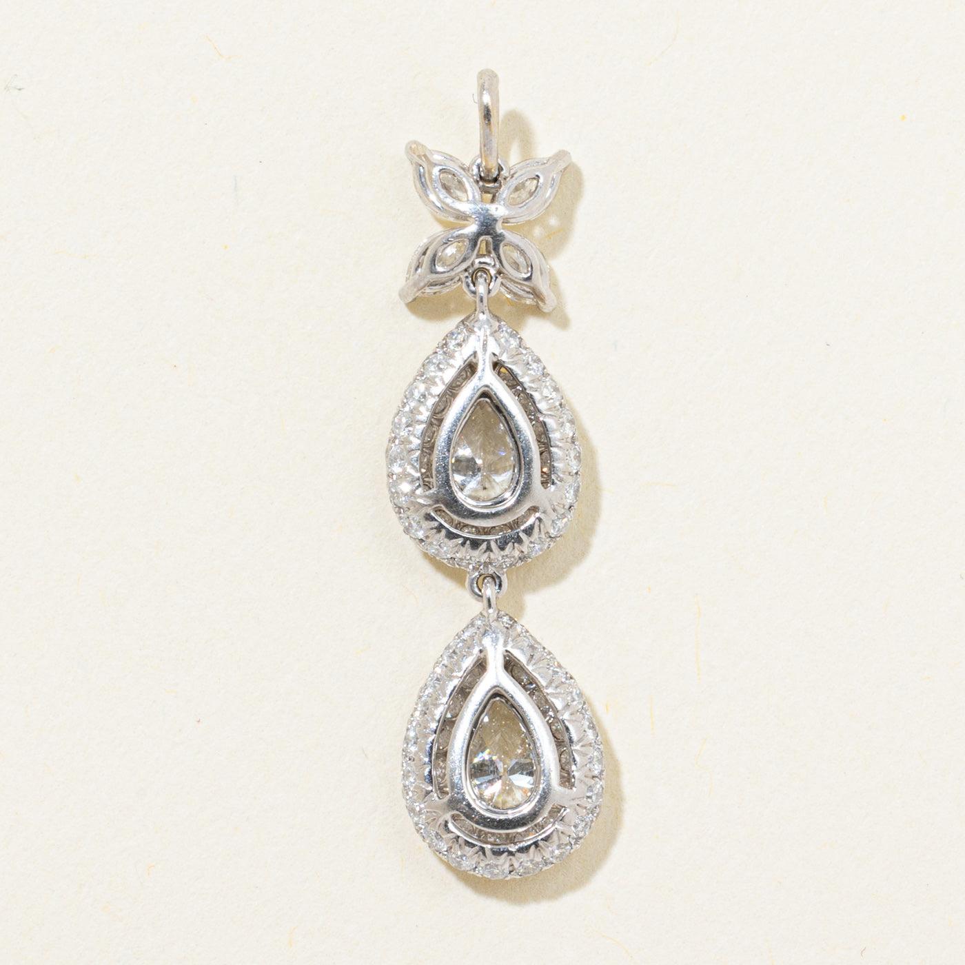 18k Diamond Floral & Pear Shaped Drop Pendant | 1.56ctw