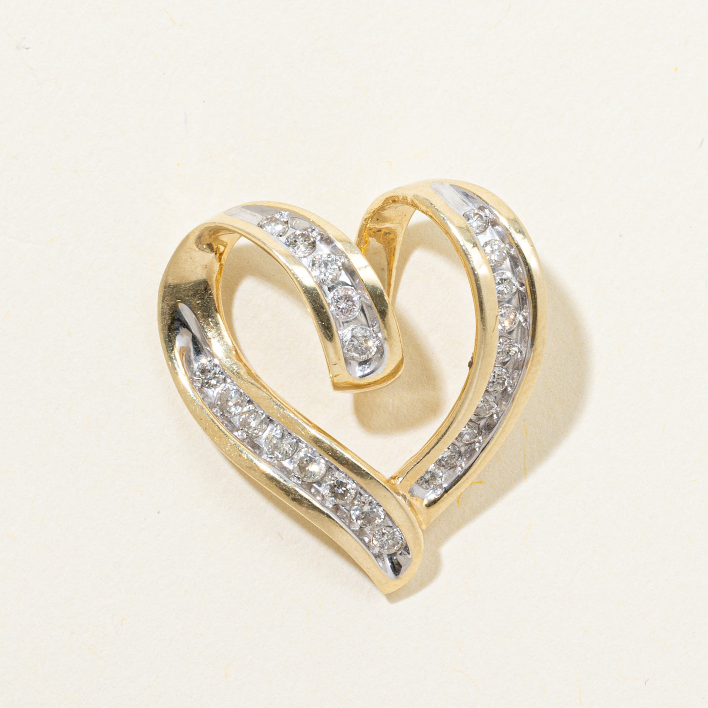 Channel Set Diamond Open Heart Pendant | 0.42ctw