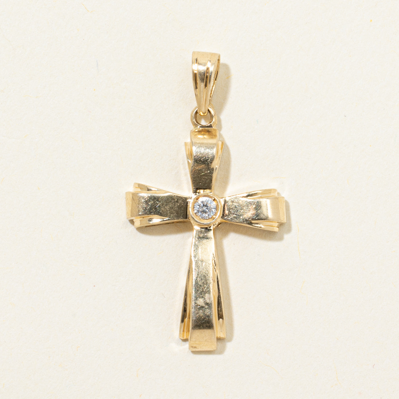 Bezel Set Diamond Cross Pendant | 0.04ct