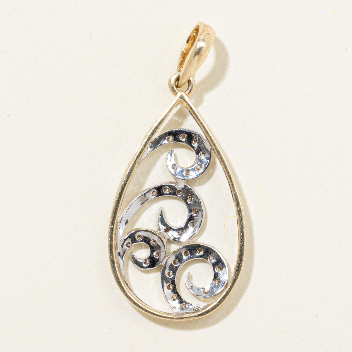 Diamond Openwork Swirl Pear Shaped Pendant | 0.12ctw