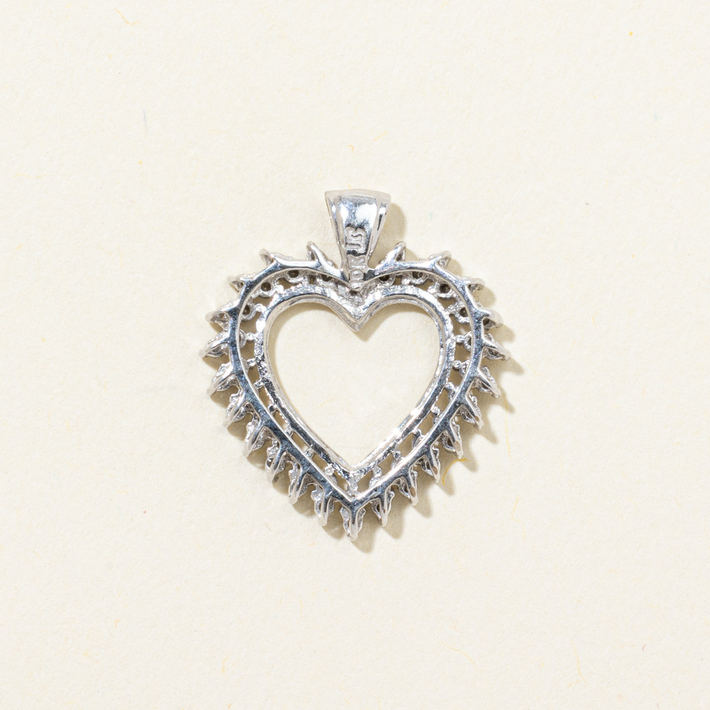 White Gold Diamond Openwork Heart Pendant | 0.26ctw