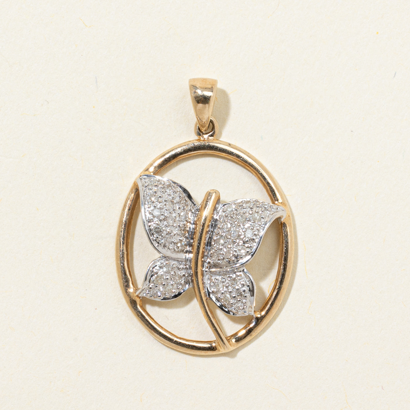 Pave Set Diamond Framed Butterfly Pendant | 0.12ctw