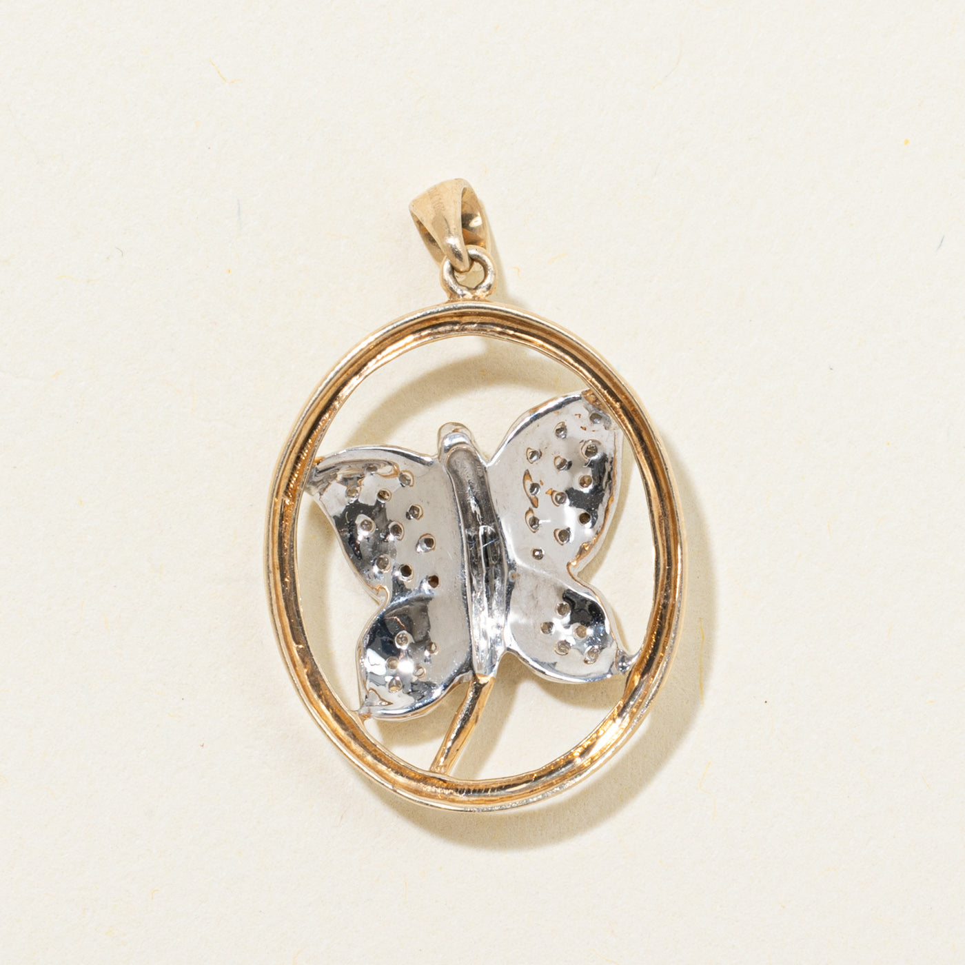 Pave Set Diamond Framed Butterfly Pendant | 0.12ctw