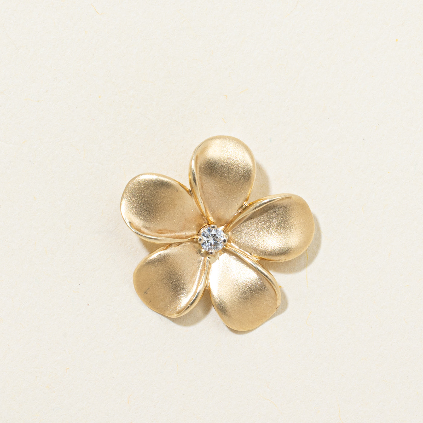 Diamond Matte Hibiscus Flower Pendant | 0.05ct